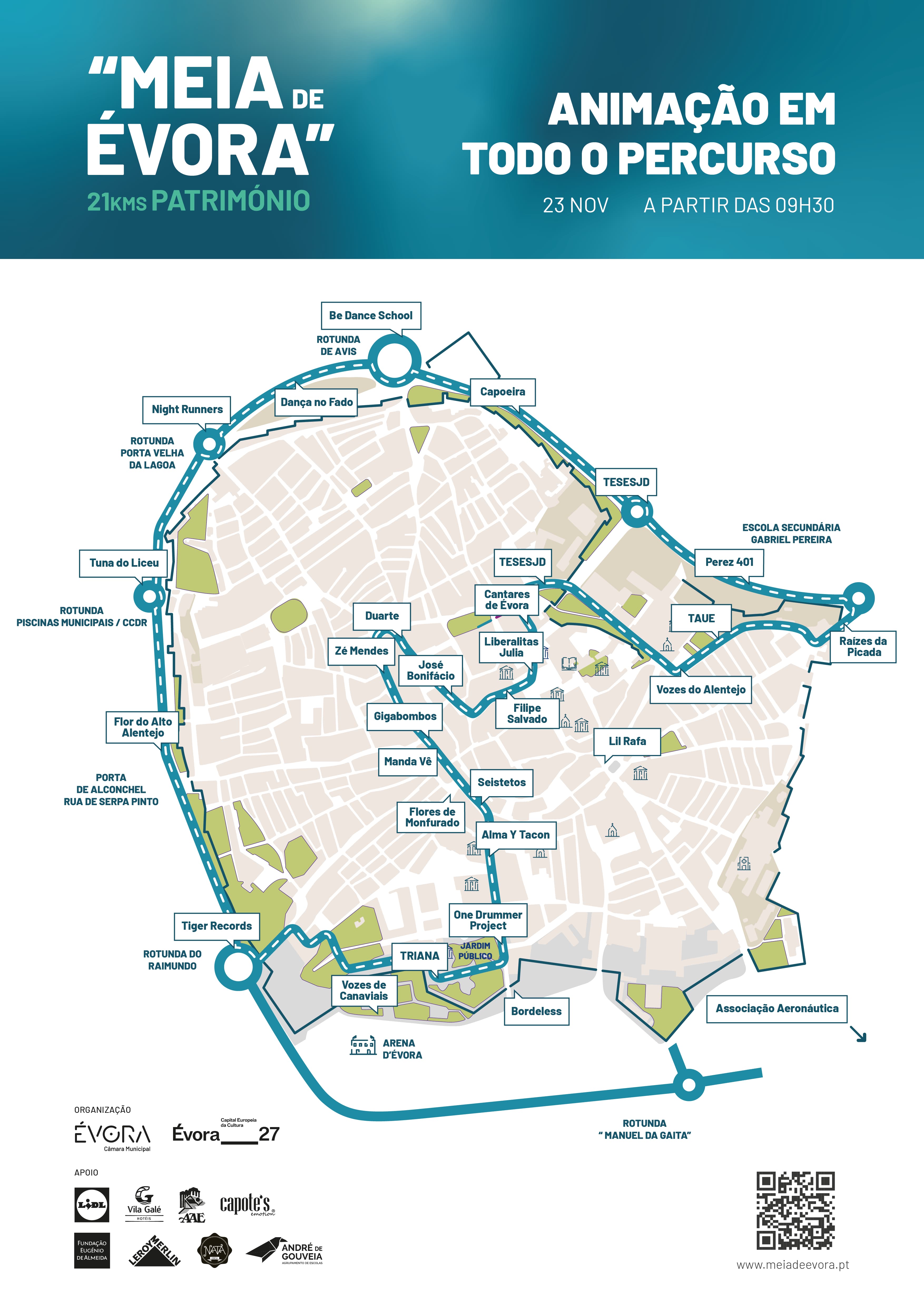 Cartaz de Animação Musical no percurdo da Meia de Évora